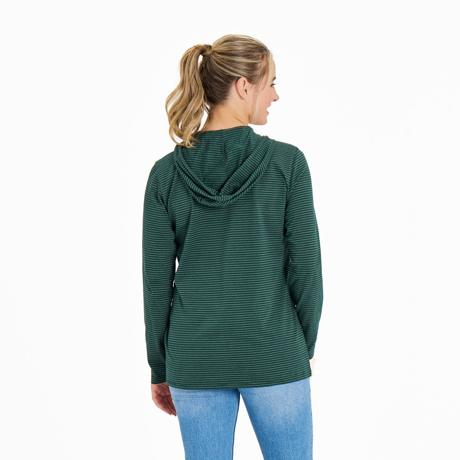 Crafty Wildflowers L/S Striped Crusher-LITE Hooded Tee - Treeline Green - 139701