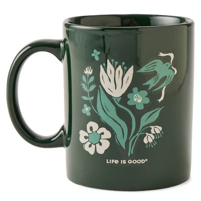 Adult Unisex Woodblock Floral and Bird Jake's Mug - 140535