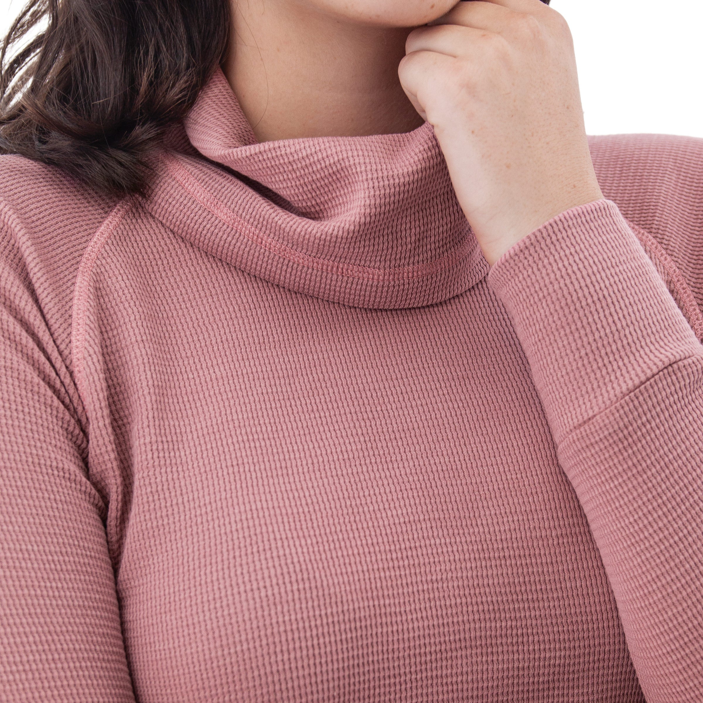 Cyndi Waffle Knit Cowl Neck - M214291
