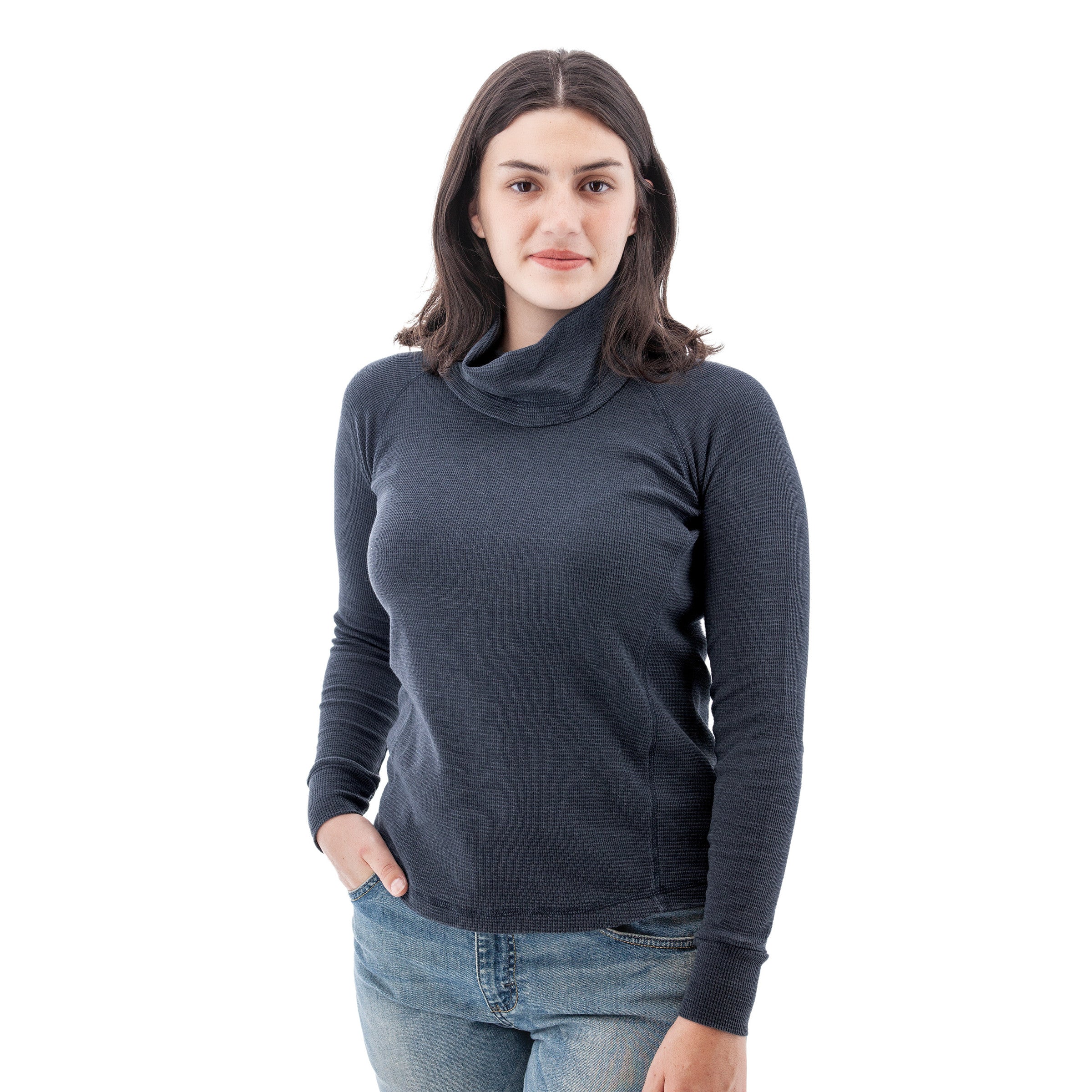 Cyndi Waffle Knit Cowl Neck - M214291