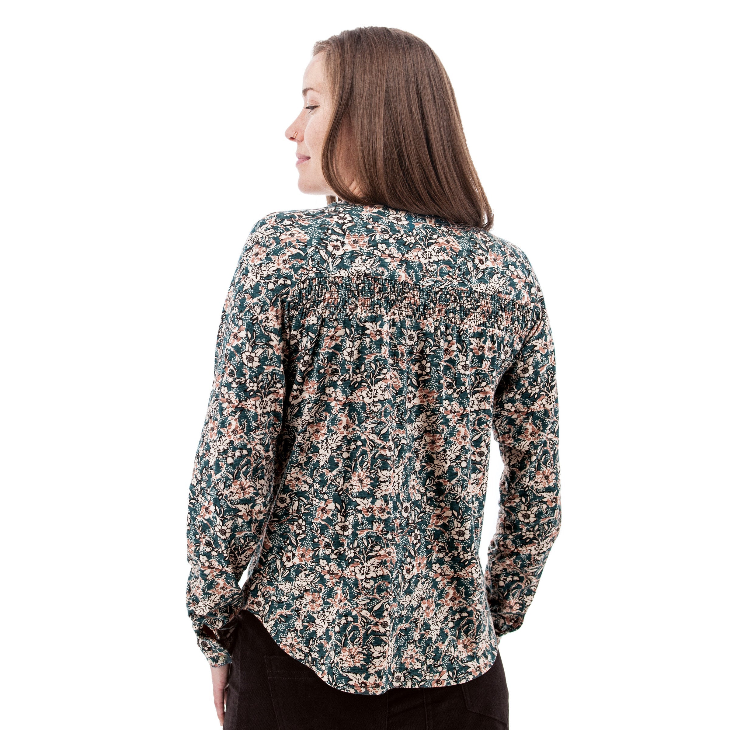 Amaryllis Smocked Floral Top - M22099AQ