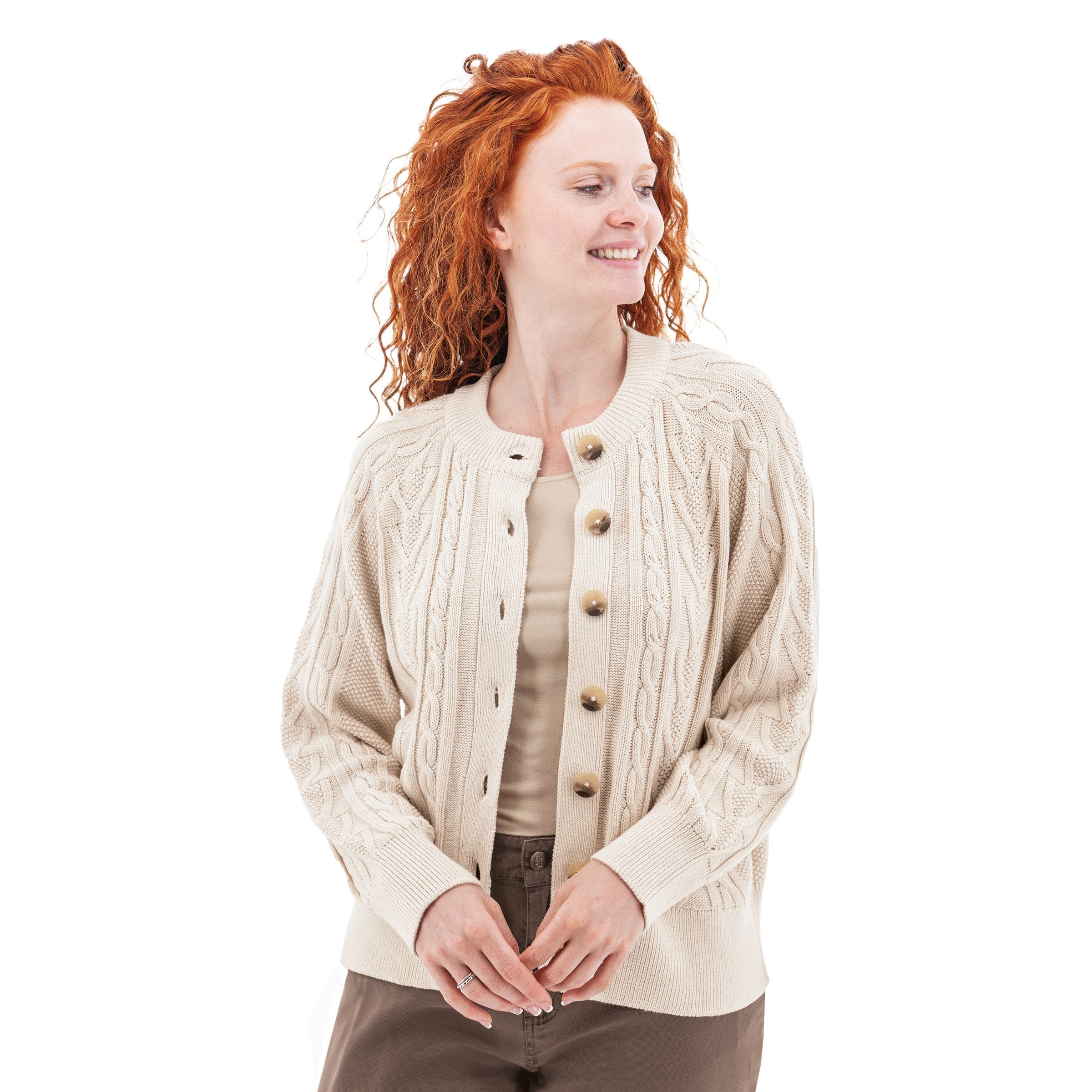 Cascade Cable Knit Raglan Cardigan - N537683