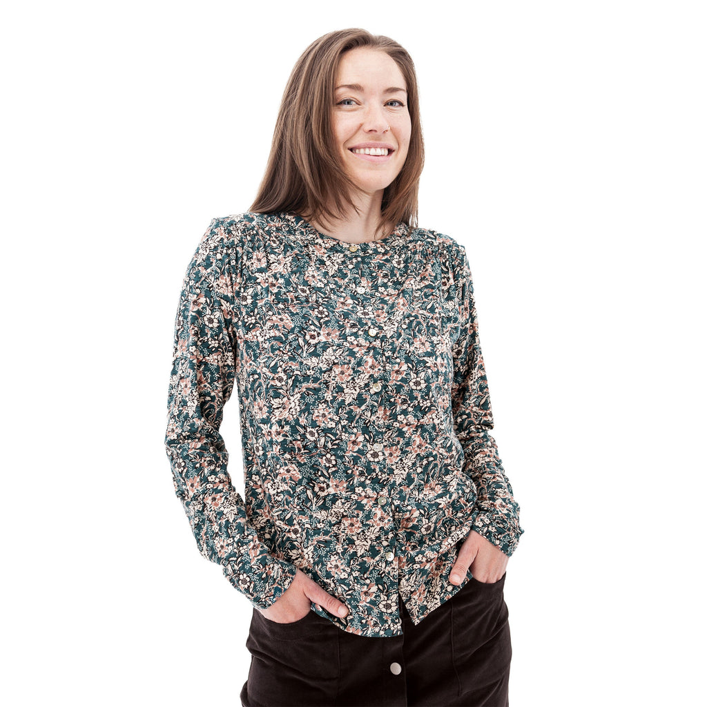 Amaryllis Smocked Floral Top - M22099AQ